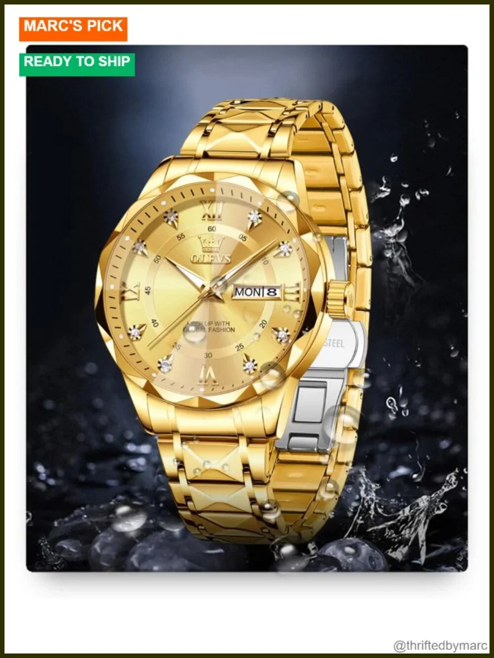 Luxury Diamond Casual Large Dial Stainless Steel Waterproof Business Dress